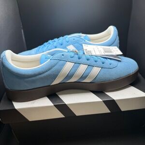 Adidas VL Court 2.0 Mens Sneakers Light Blue Suede Gum Sole JI0496 Size 11 NEW